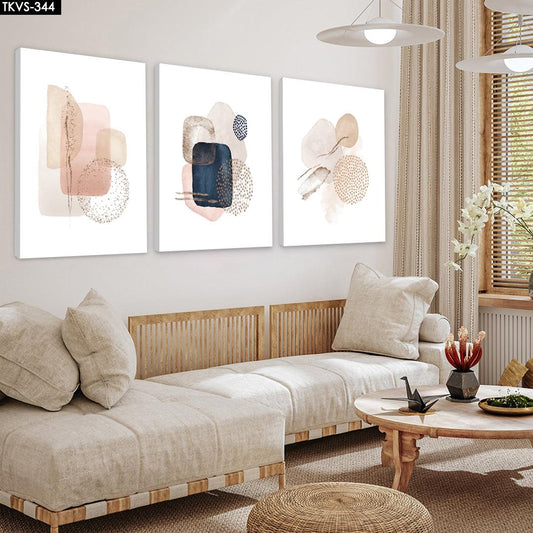 Soyut - 3'lü Kanvas Tablo - TKVS344 - Dekopix