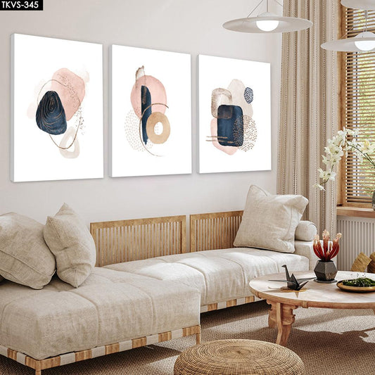 Soyut - 3'lü Kanvas Tablo - TKVS345 - Dekopix