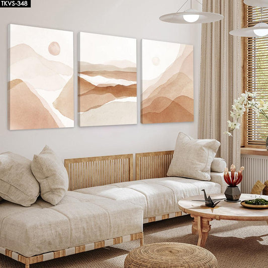 Dağlar Soyut - 3'lü Kanvas Tablo - TKVS348 - Dekopix