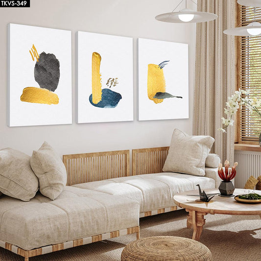 Brush Soyut - 3'lü Kanvas Tablo - TKVS349 - Dekopix