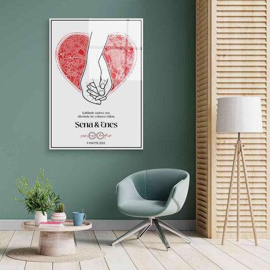 Kişiye Özel - Aşkla Bekleyiş - Beyaz - Cam Tablo - Dekopix