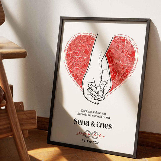 Kişiye Özel - Aşkla Bekleyiş - Beyaz - Poster - Dekopix