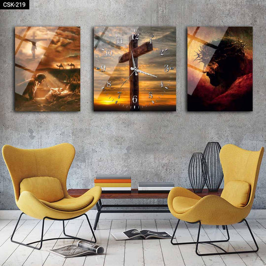 Hz. İsa - Saatli Cam Tablo - CSK-219 - Dekopix