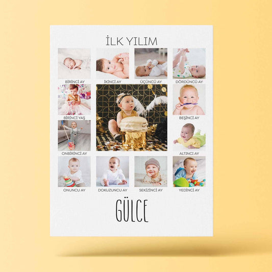 Kişiye Özel - 13 Fotoğraflı İlk Yılım - Kanvas Tablo - Dekopix
