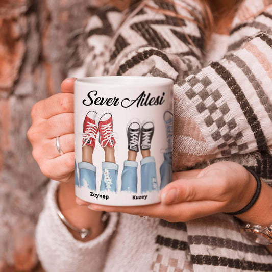 Kişiye Özel - 4'lü Aile İçin - Kupa Bardak - Dekopix