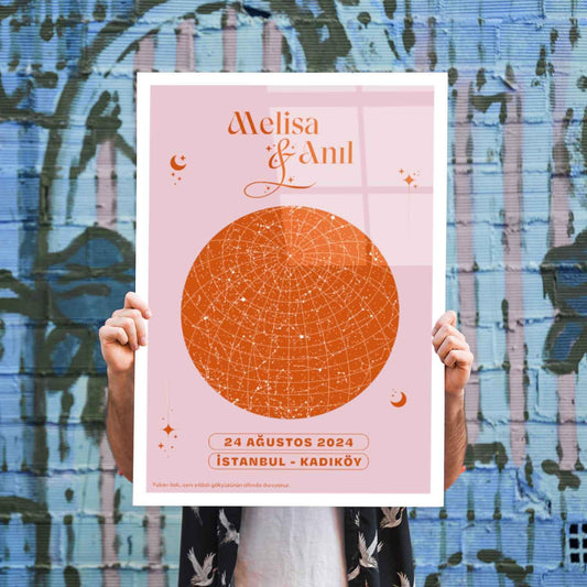 Kişiye Özel - Modern Yıldız Haritası - Cam Tablo - Dekopix