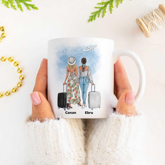 Kişiye Özel - Seyahat Eden Kızlar - Kupa Bardak - Dekopix