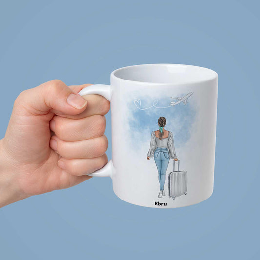 Kişiye Özel - Seyahat Eden Kadın 2 - Kupa Bardak - Dekopix