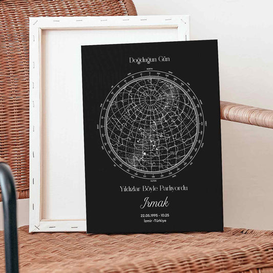 Kişiye Özel - Klasik Gökyüzü Haritası - Kanvas Tablo