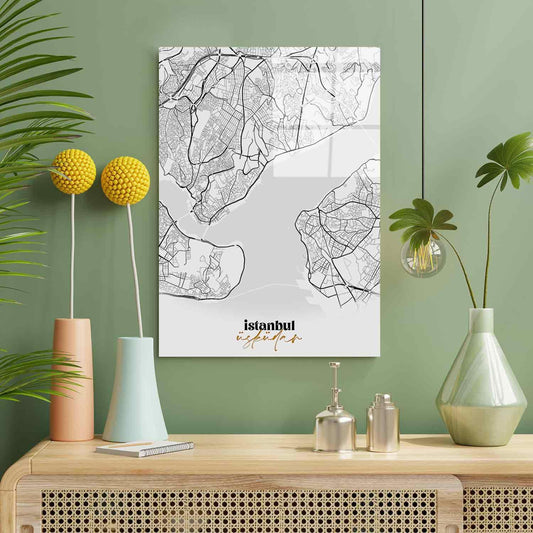 Kişiye Özel - Şehrin Haritası - Cam Tablo - Dekopix