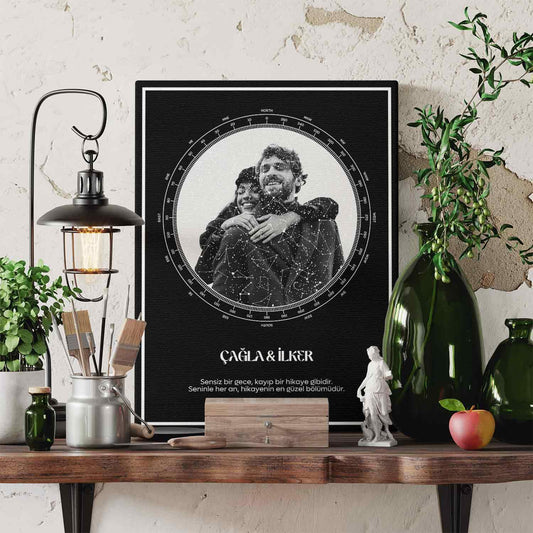 Kişiye Özel - Yıldızlardaki Hikayemiz - Pusula - Kanvas Tablo - Dekopix